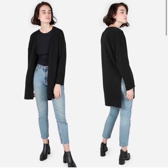 Everlane Black Cashmere Blend Long Button Front Cardigan Sweater Women’s XS - Picture 1 of 11